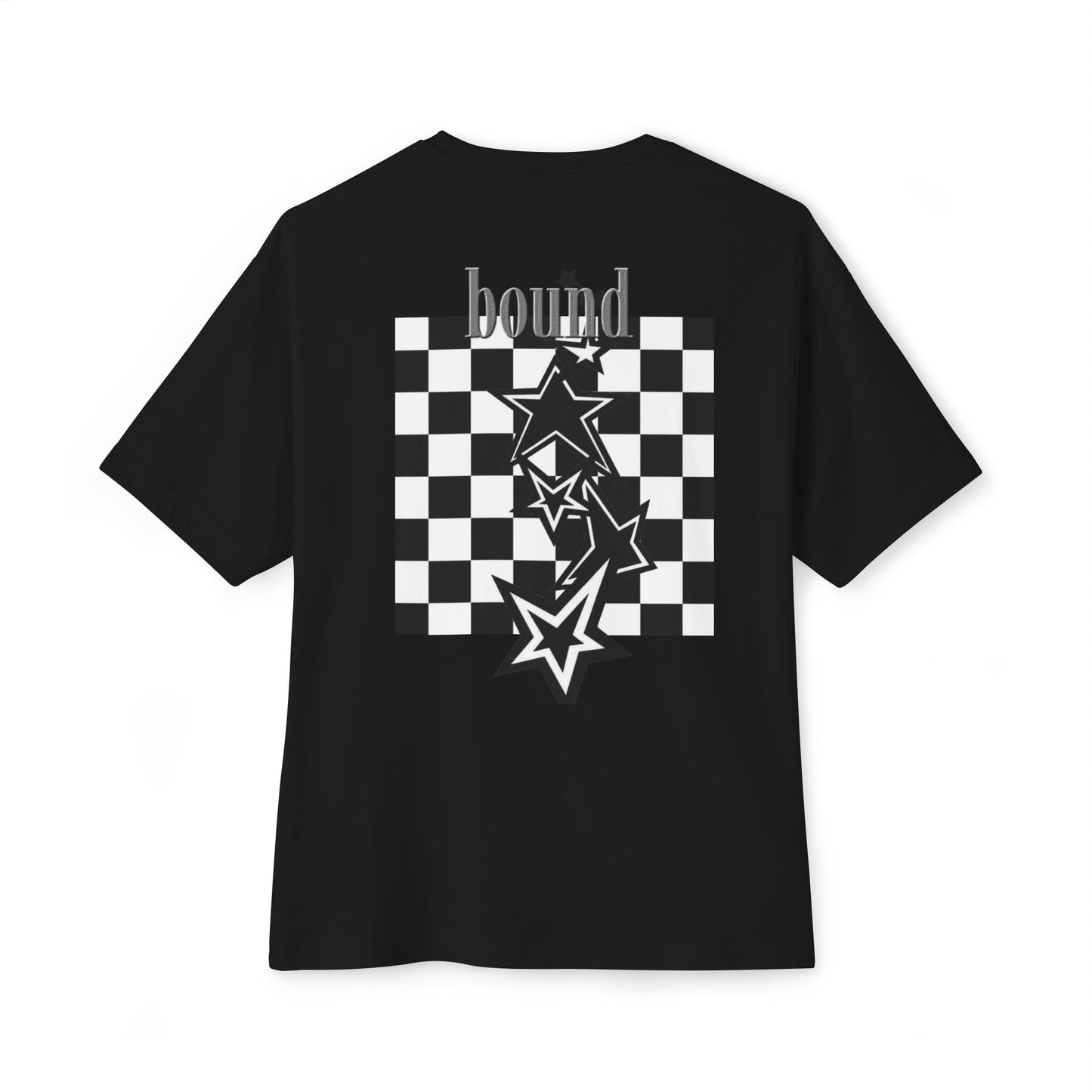 BOUND Graphic Checker Design T Shirt - Trendy Unisex Black T-Shirt
